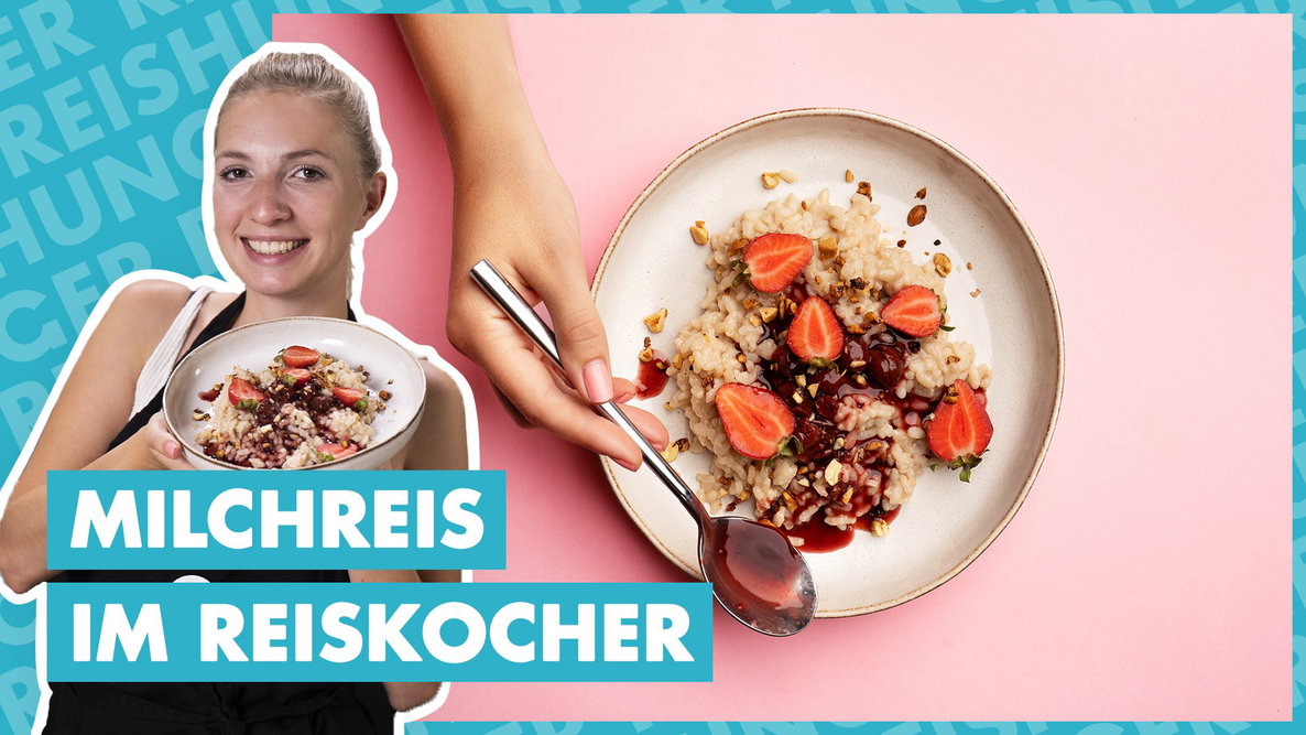 Milchreis aus dem digitalen Reiskocher / cremiger Milchreis mit Kirschsauce